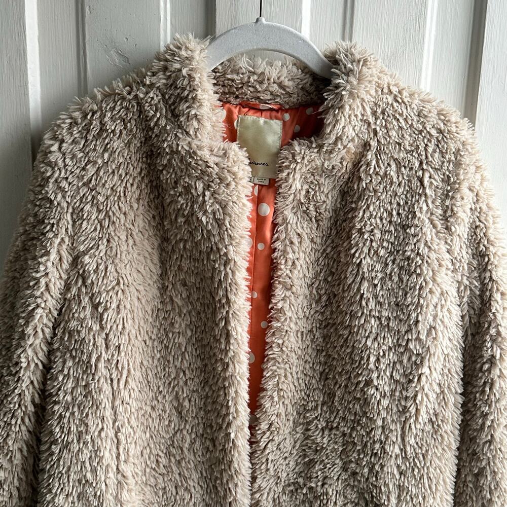 Elvenses Anthropologie Faux Fur Jacket – Size S – Cozy Neutral Layer - Picture 3 of 8